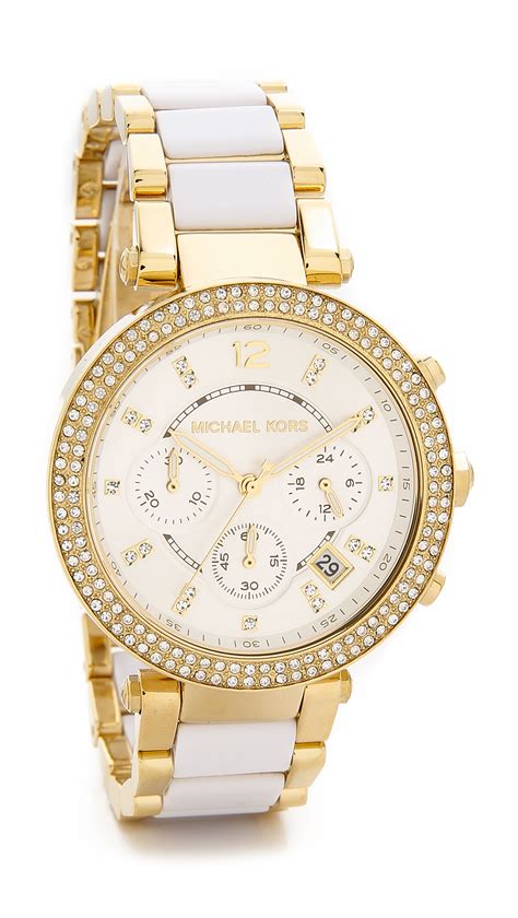 michael kors white and gold womens watch|michael kors small gold watch.